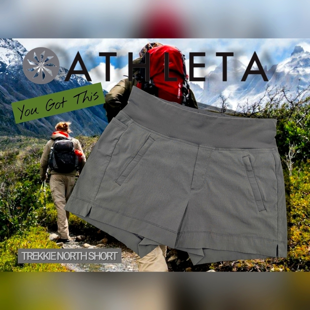 Athleta Trekkie North Short Sz 2 Olive Green Quick Dry Moisturizer Wicking SPF50 - Picture 17 of 17